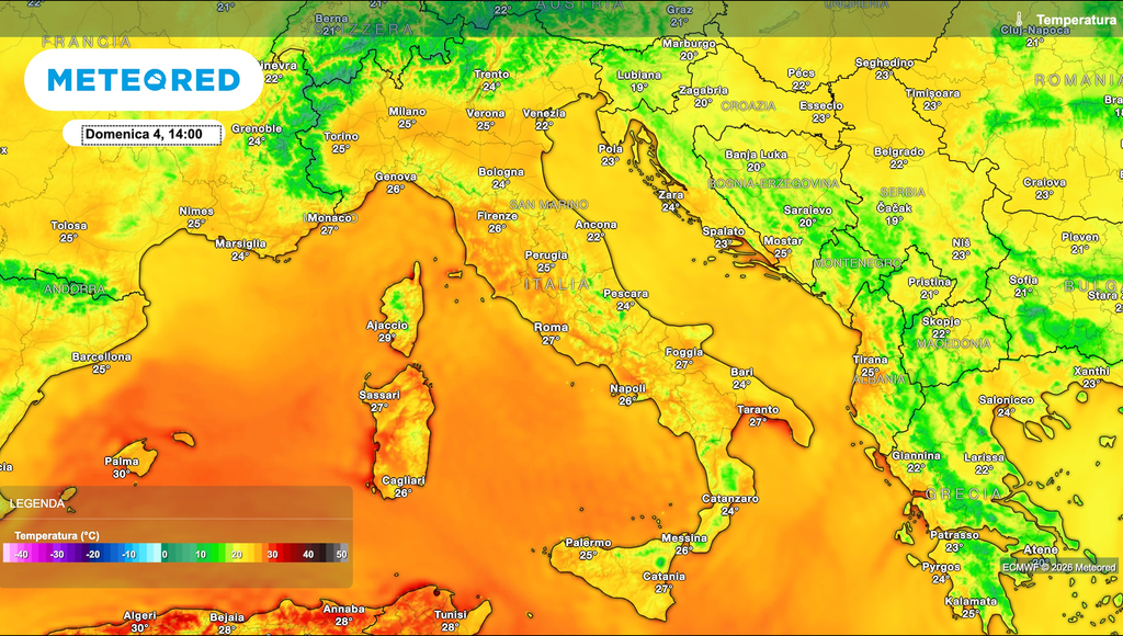 Weekend dalle caratteristiche quasi estive: massime oltre 25 °C quasi ovunque