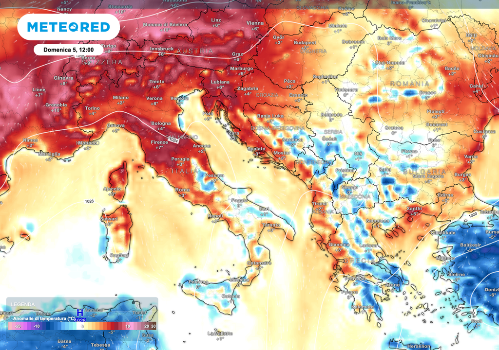 Pasqua con temperature sopra media in Italia: anomalie fino a +6/+8°C soprattutto al Nord.