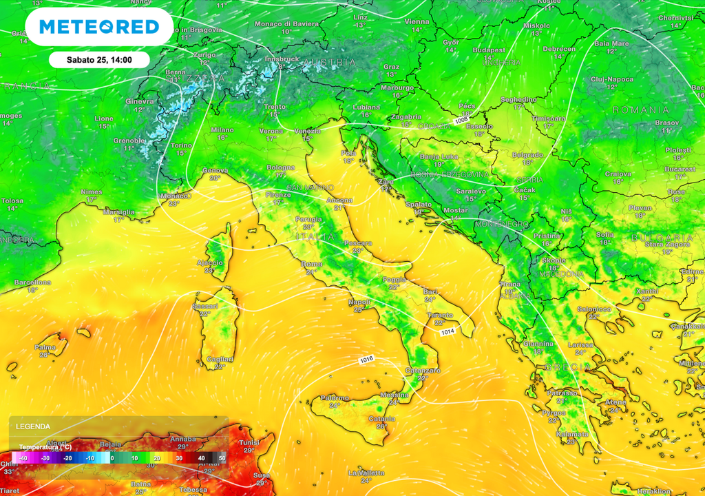 Temperature in leggero rialzo: minime tra 6 e 8 °C, massime fino a 18–20 °C, valori tipici di fine ottobre. Temperature in leggero rialzo: minime tra 6 e 8 °C, massime fino a 18–20 °C, valori tipici di fine ottobre.