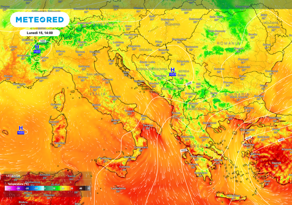 Lunedì 15 settembre: sole diffuso e temperature in rialzo su gran parte d’Italia