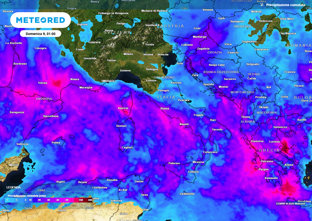 Le piogge che il ciclone potrebbe apportare
