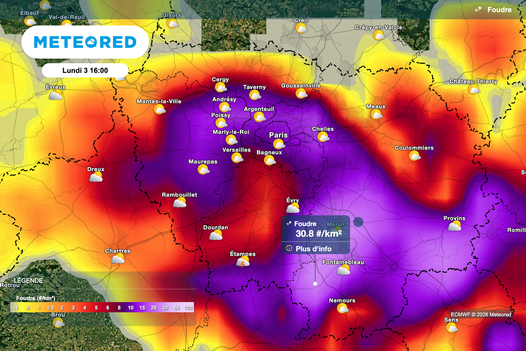 Des orages parfois violents attendus ce lundi après-midi en Île-de-France !