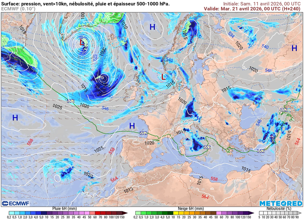 Météo restant essentiellement anticyclonique à moyen terme.