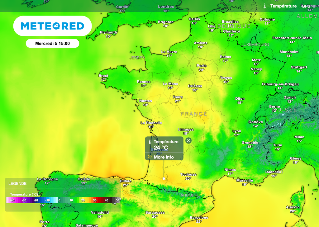 Pic de douceur mercredi sur la France !
