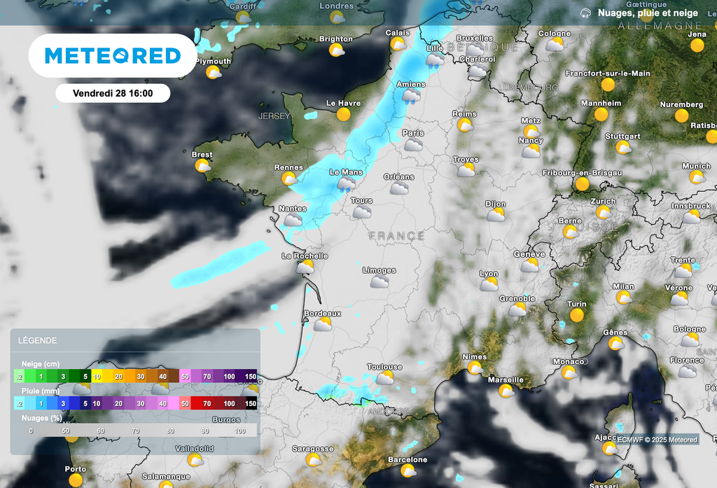 Des pluies attendues demain après-midi dans le nord-ouest de la France !