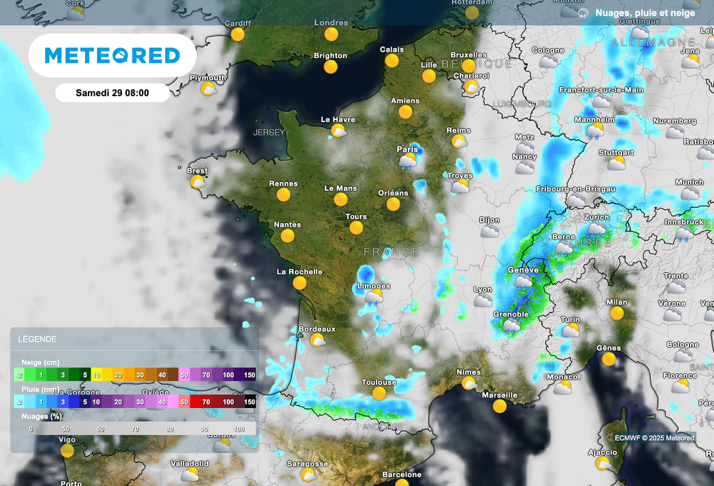 Averses de neige attendues samedi sur l'ensemble des massifs.