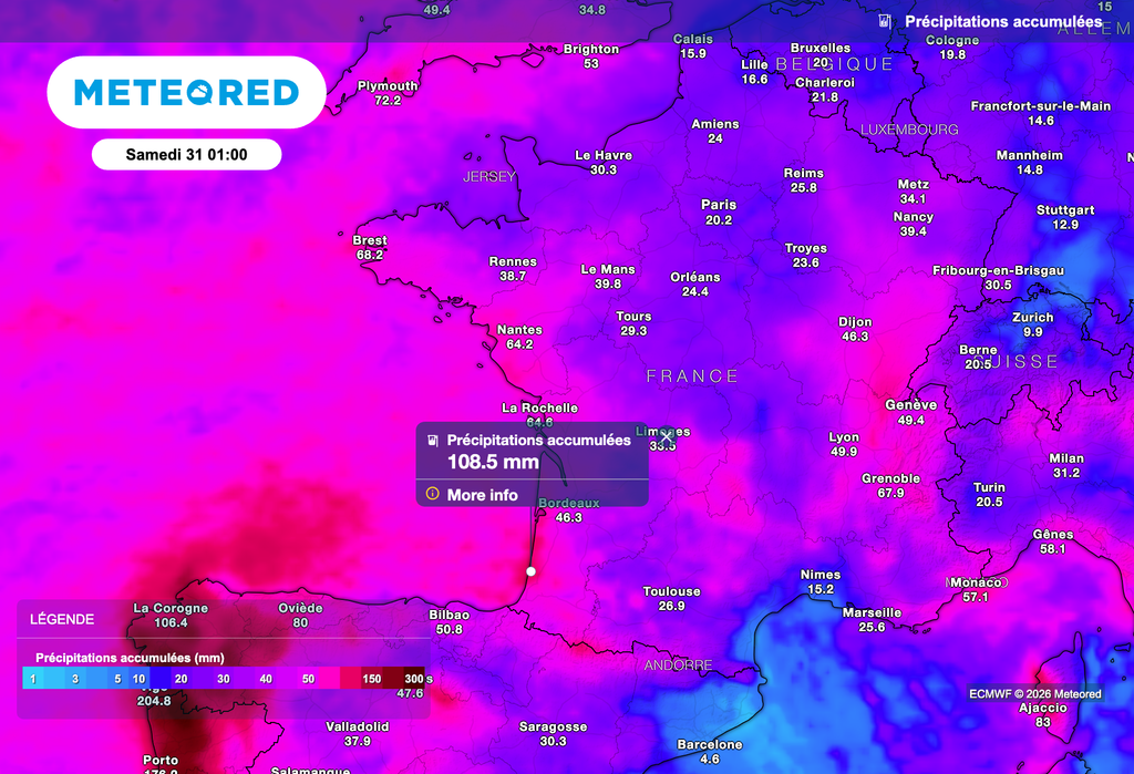 Cumuls de pluie notables sur les côtes aquitaines !