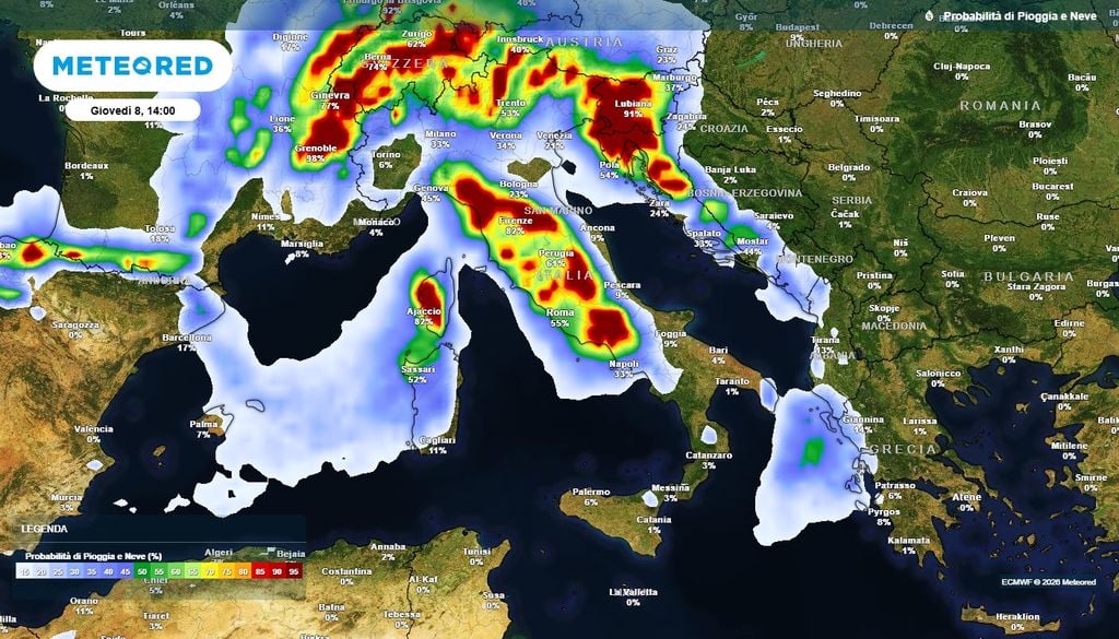 Piogge e temporali interesseranno gran parte della Penisola