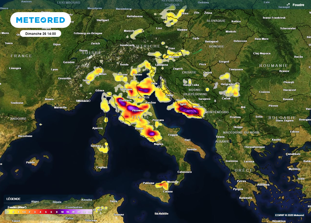 De violents orages sont prévus dans plusieurs régions d'Italie le dimanche 26 juillet De violents orages sont prévus dans plusieurs régions d'Italie le dimanche 26 juillet
