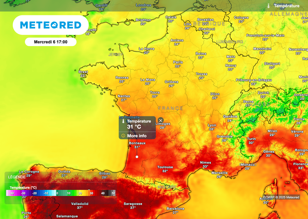 Températures chaudes mais encore raisonnables dans le sud-ouest de la France jusqu'à mercredi.