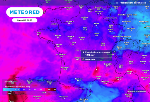 M&eacute;t&eacute;o : la carte des pluies en France entre le 2 et le 8 f&eacute;vrier ! Semaine tr&egrave;s pluvieuse ! Les zones mises en &eacute;vidence