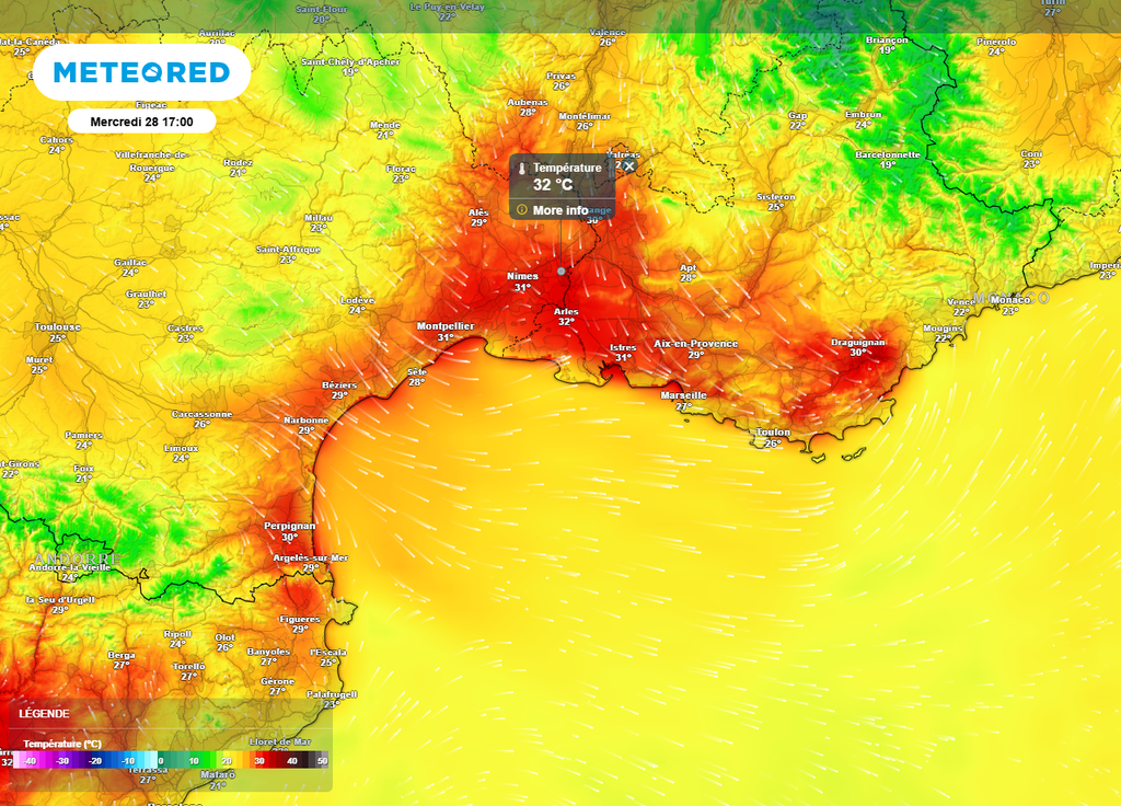 Températures mercredi après-midi