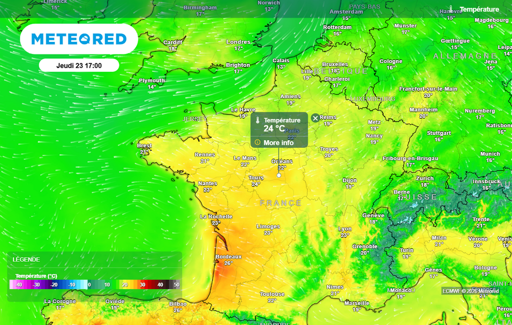 On dépassera les 20-22°C sur de nombreux secteurs du nord du pays ce jeudi, parfois plus sur la région Centre