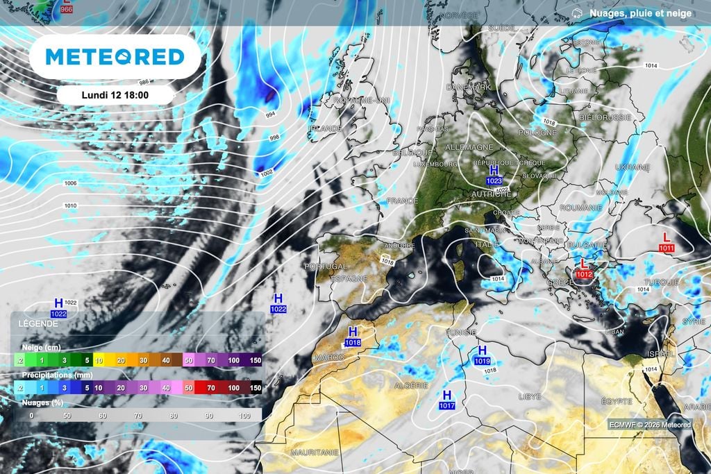 Un puissant anticyclone est positionné sur l'Europe centrale.