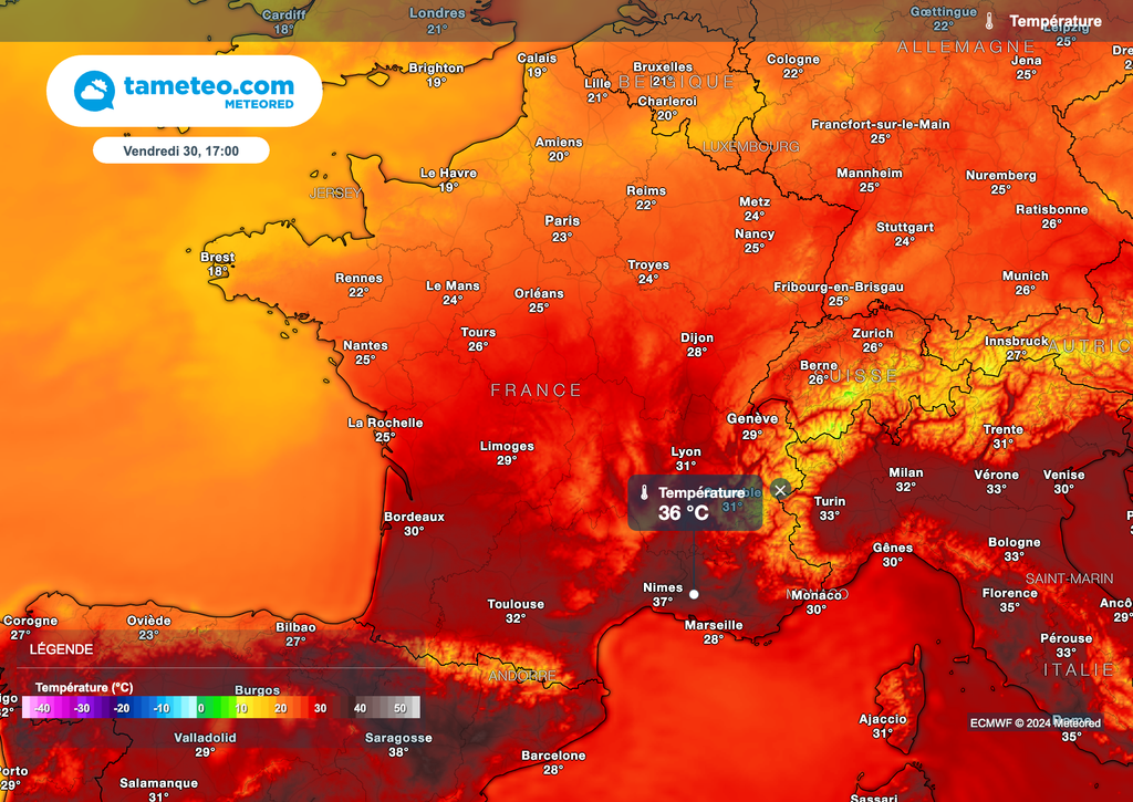 Chaleur toujours aussi marquée dans le sud-est de la France vendredi après-midi.