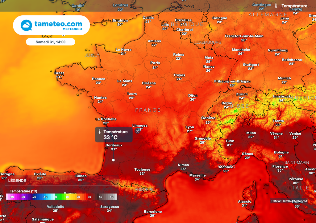 Plus de 30 degrés dans le sud de la France samedi après-midi.