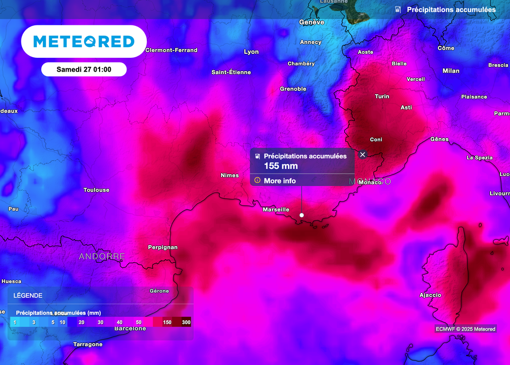 Des cumuls de pluie parfois très conséquents attendus dans le sud-est de la France !
