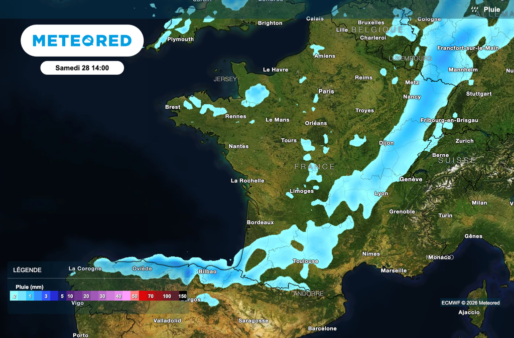 Position de la perturbation samedi après-midi.
