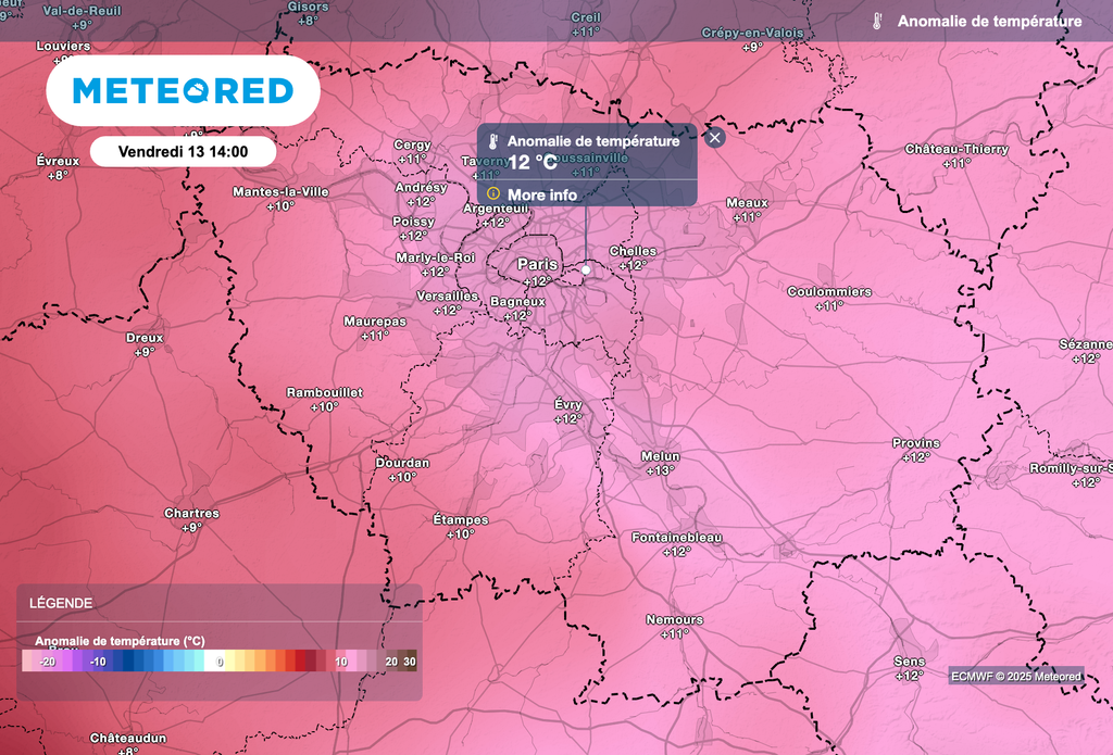 Températures très nettement supérieures aux normales de saison vendredi après-midi. Températures très nettement supérieures aux normales de saison vendredi après-midi.