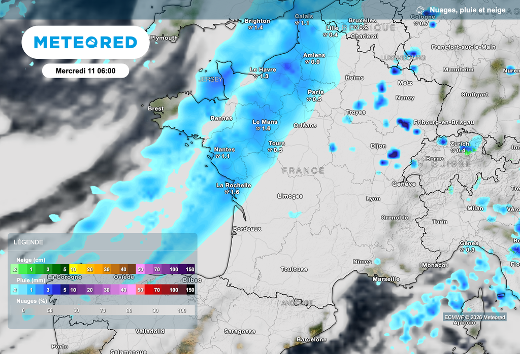 Position de la perturbation ce mercredi matin à 6 heures.