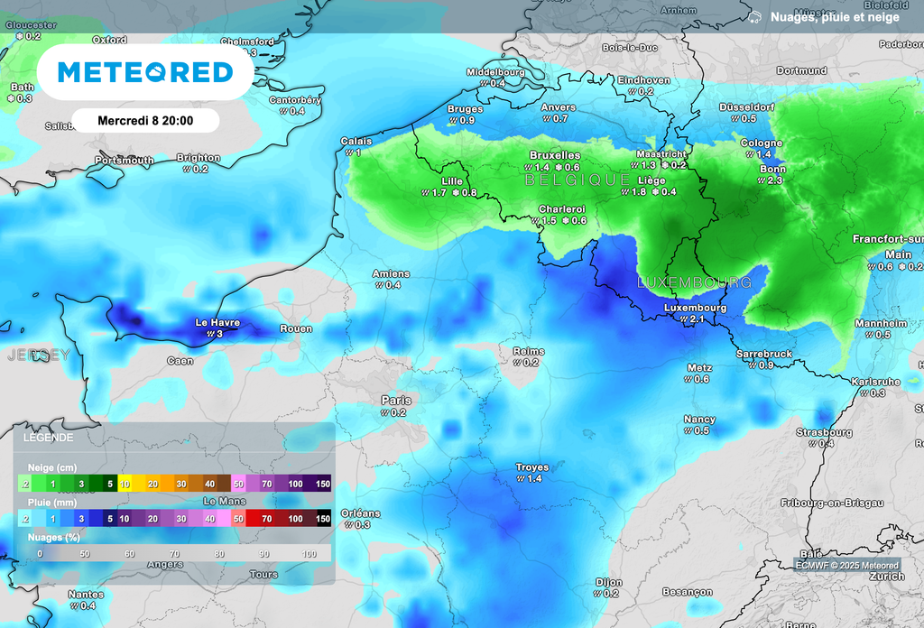 La neige progresse vers le nord de la France ce soir.