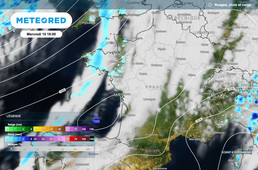 Une perturbation de faible activité abordera la France mercredi.