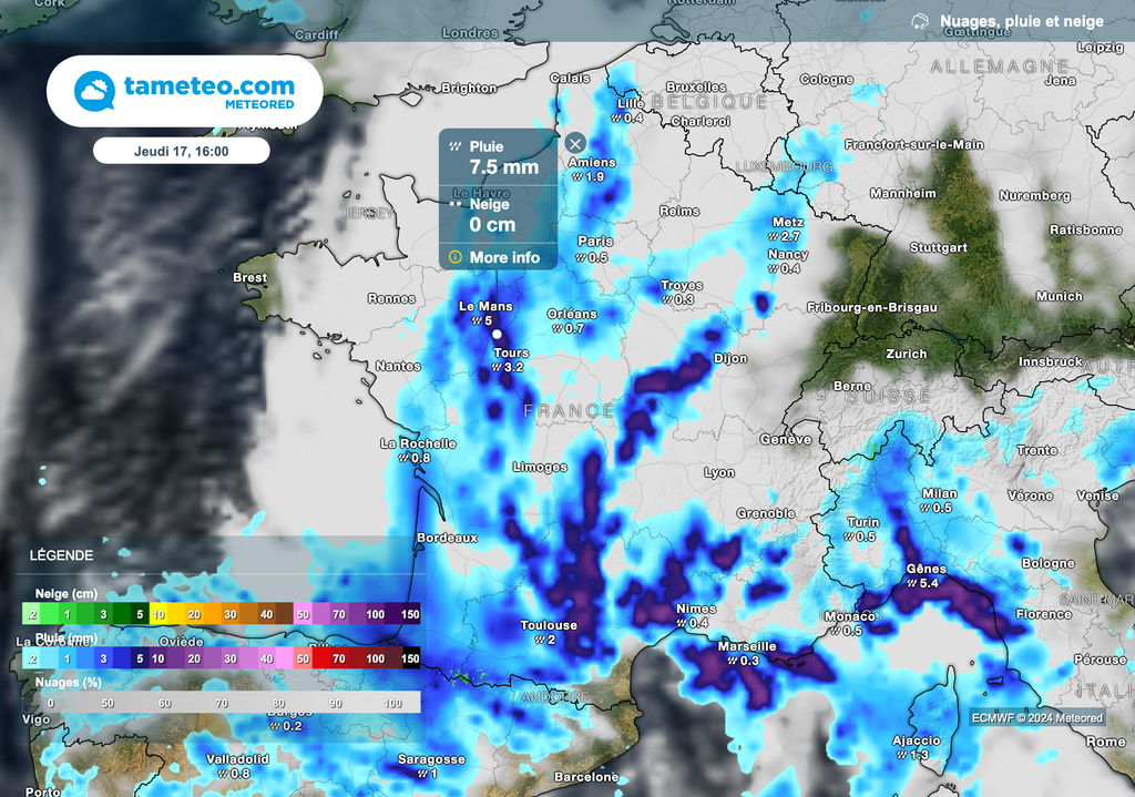Météo pluvieuse ce jeudi sur une grande partie de la France ! Météo pluvieuse ce jeudi sur une grande partie de la France !