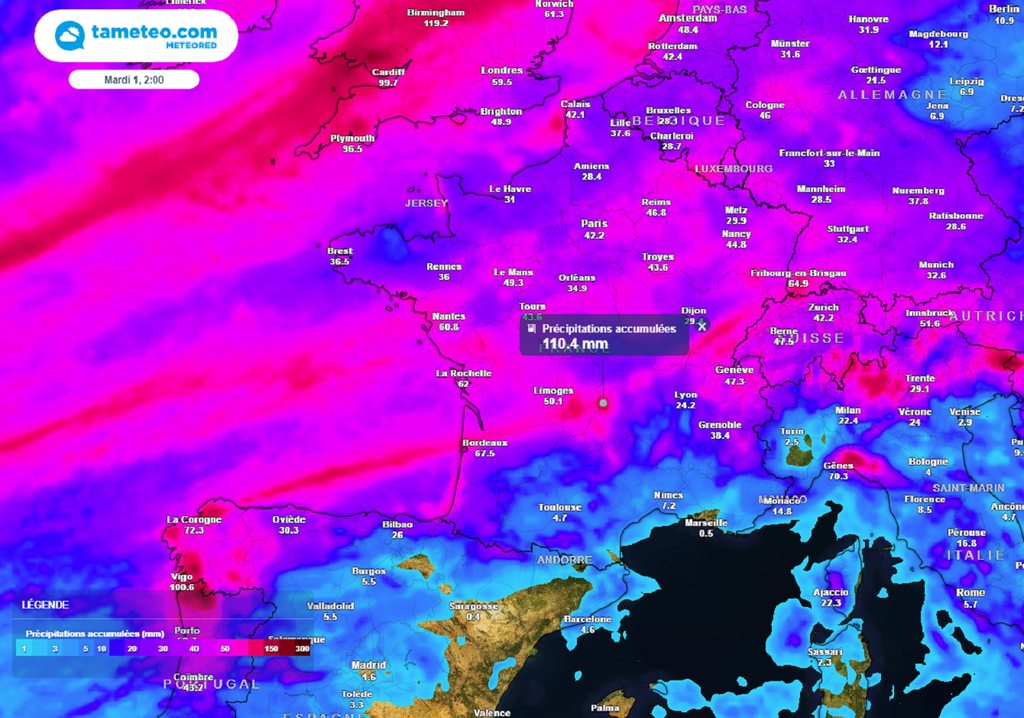 D'ici la fin du mois, les cumuls de pluies s'annoncent conséquents et risquent de provoquer localement des inondations. D'ici la fin du mois, les cumuls de pluies s'annoncent conséquents et risquent de provoquer localement des inondations.