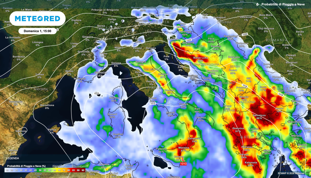 Probabilità di pioggia nella giornata di domenica 1 novembre. Probabilità di pioggia nella giornata di domenica 1 novembre.