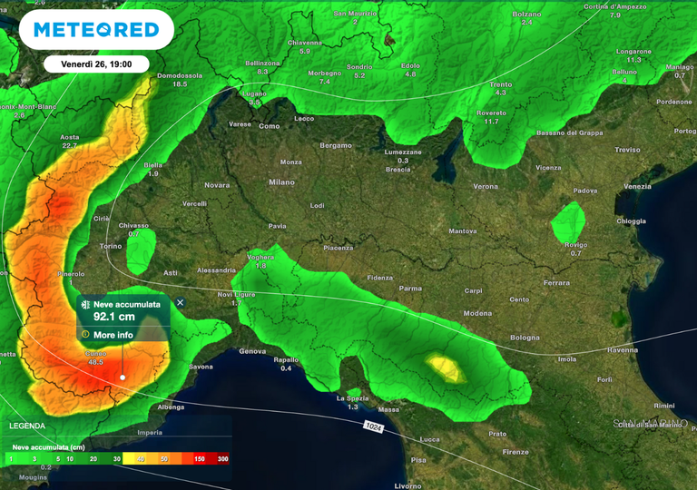 Allerta Meteo nel giorno della Vigilia di Natale: ciclone sul Tirreno con pioggia, vento e neve in montagna