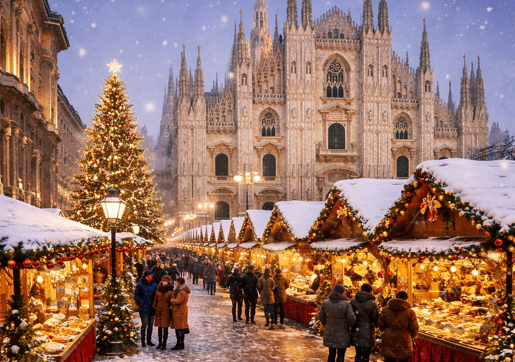 Mercatini di Natale a Milano sotto la neve a Natale