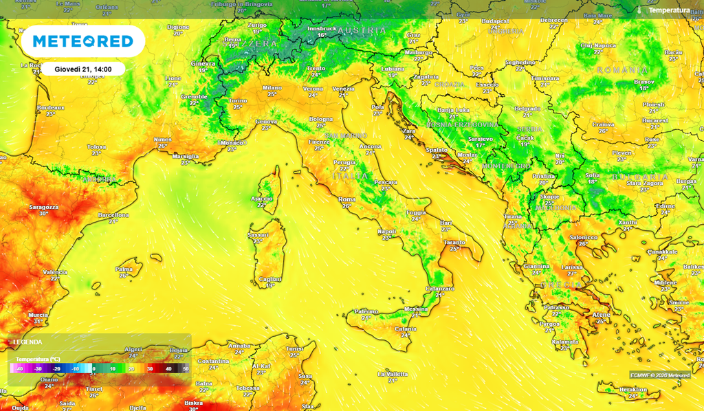 L'anticiclone riporterà le temperature in media o localmente sopra media
