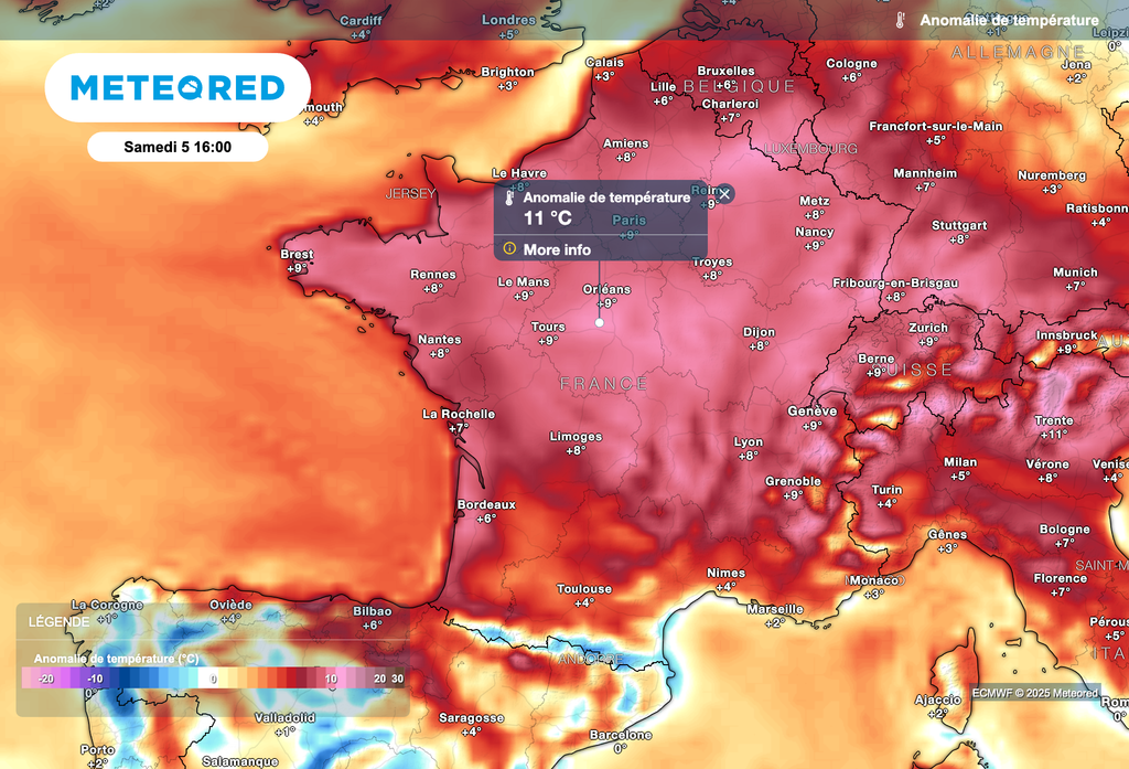 Températures très nettement supérieures aux normales de saison samedi après-midi !