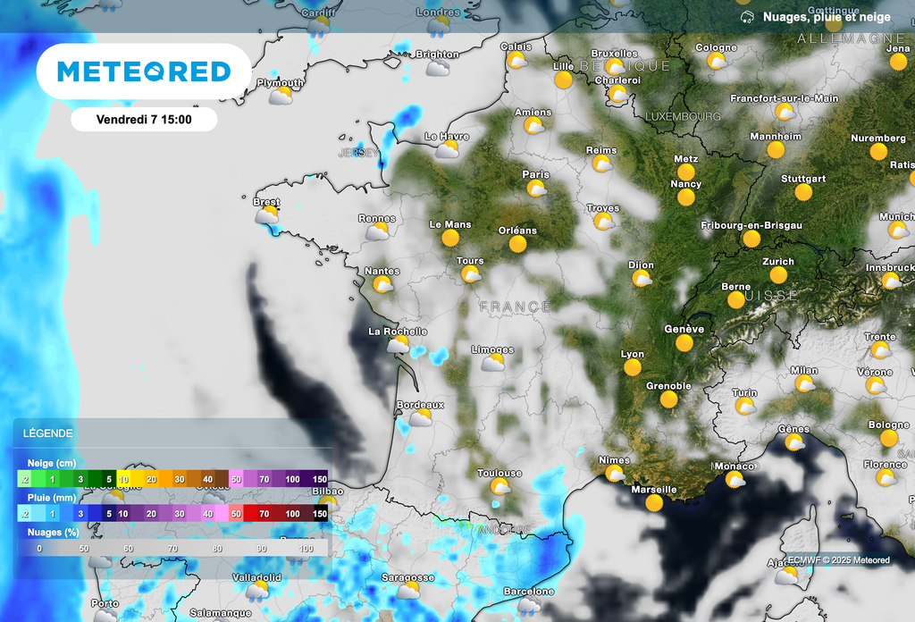 Météo prévue vendredi après-midi.