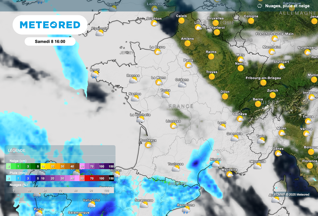 Météo attendue samedi en France.