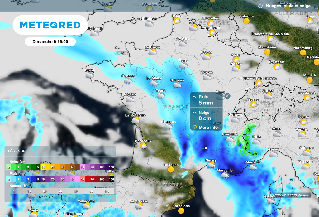 Une dégradation va traverser le pays dimanche avec des pluies parfois soutenues.