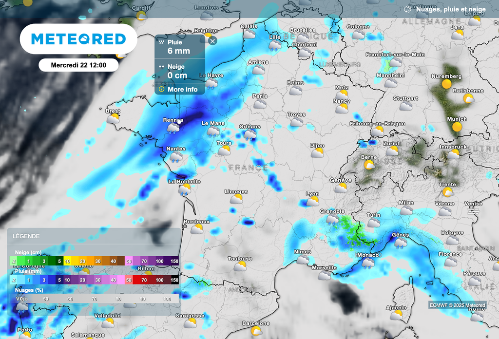 Perturbation active mercredi dans les régions du nord-ouest.