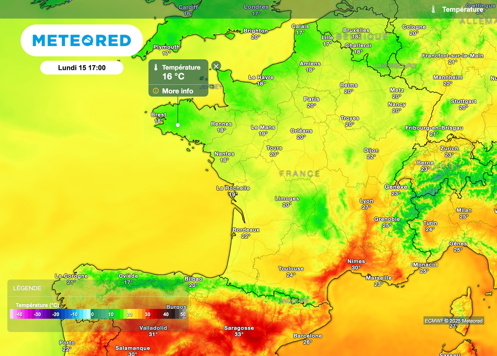Fraîcheur sous les précipitations ce lundi.