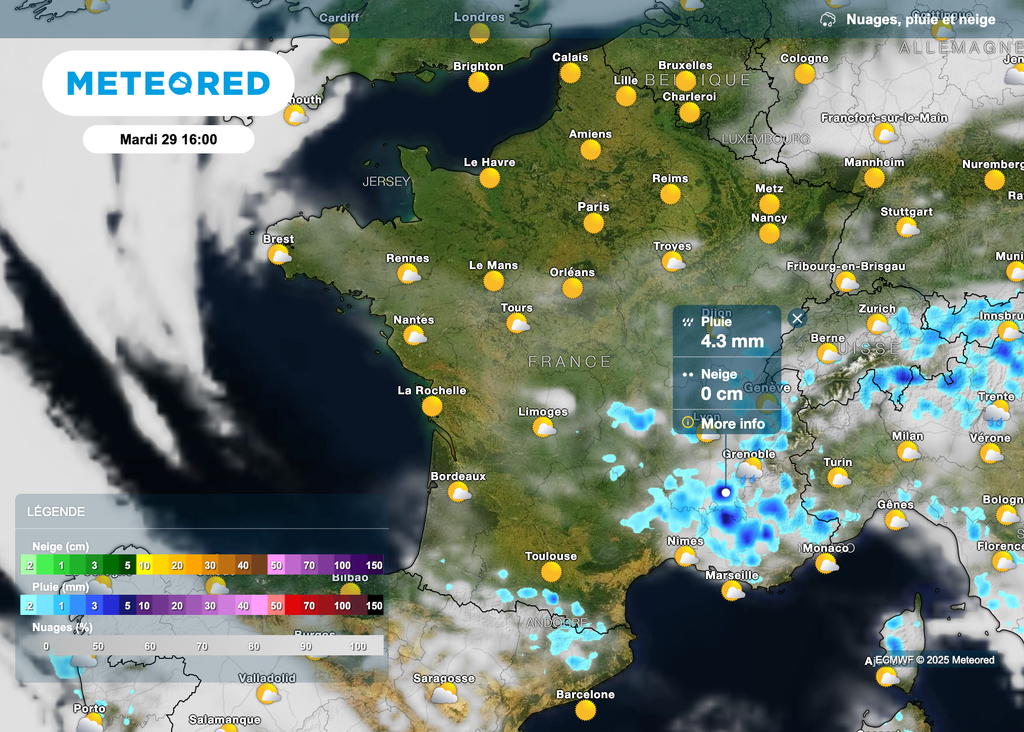 Des orages parfois très pluvieux attendus dans le sud-est de la France cet après-midi !