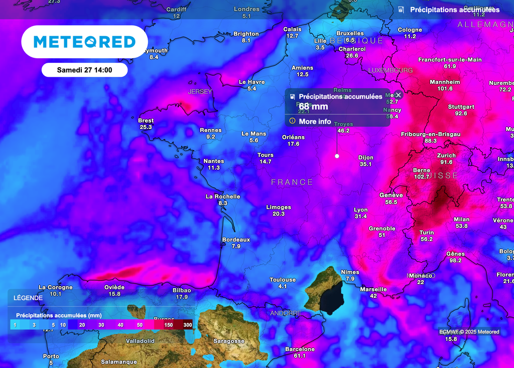 Des précipitations attendues cette semaine en France, sous l'influence d'une goutte froide.