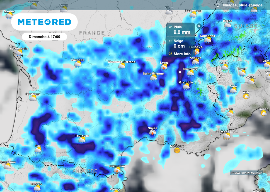 Orages parfois très pluvieux cet après-midi et ce soir.