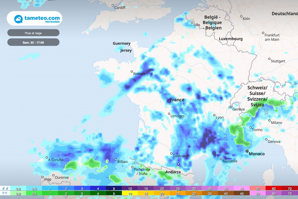 Carte des précipitations - 23/04