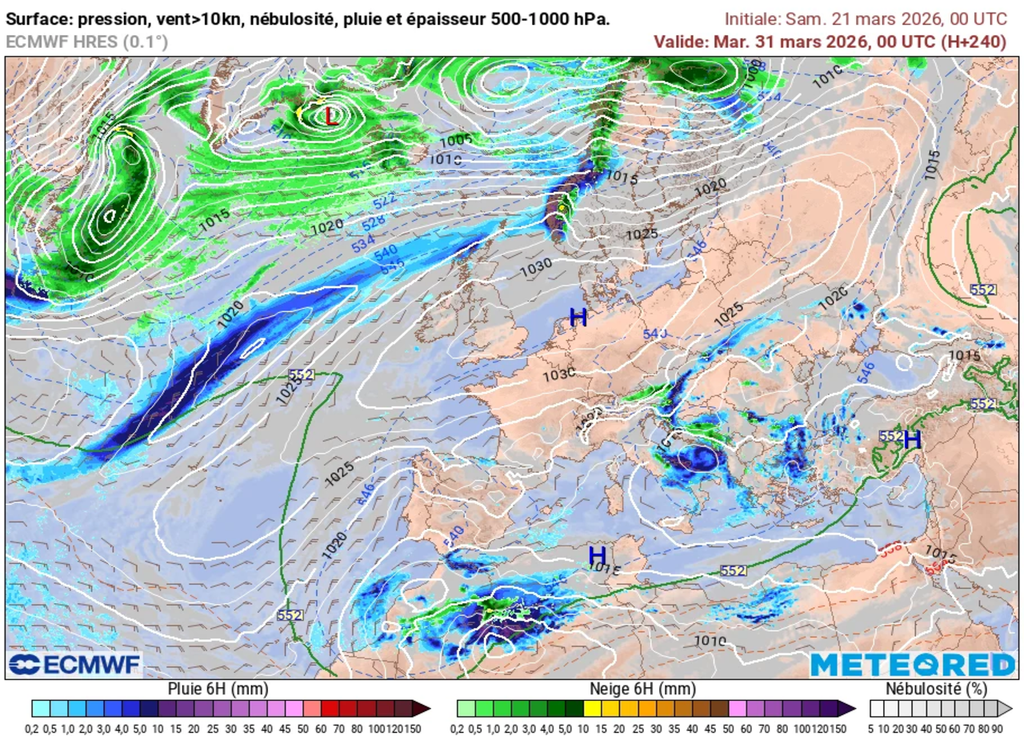 L'anticyclone devrait perdurer entre fin mars et début avril.