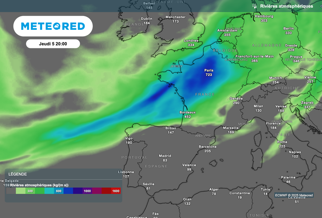 Arrivée de la rivière atmosphérique ce jeudi sur le nord de la France.