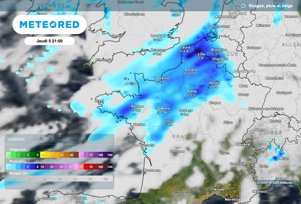 À 21 heures ce soir, toute la région parisienne sera sous la pluie.