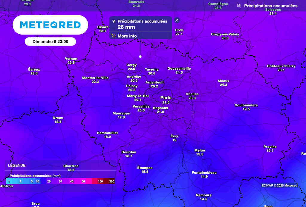 Des cumuls de pluie notables attendus sur l'Île-de-France au cours des prochains jours.