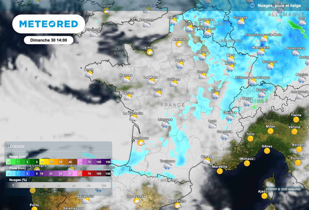 Une nouvelle perturbation va traverser la France lors de la journée de dimanche. Une nouvelle perturbation va traverser la France lors de la journée de dimanche.