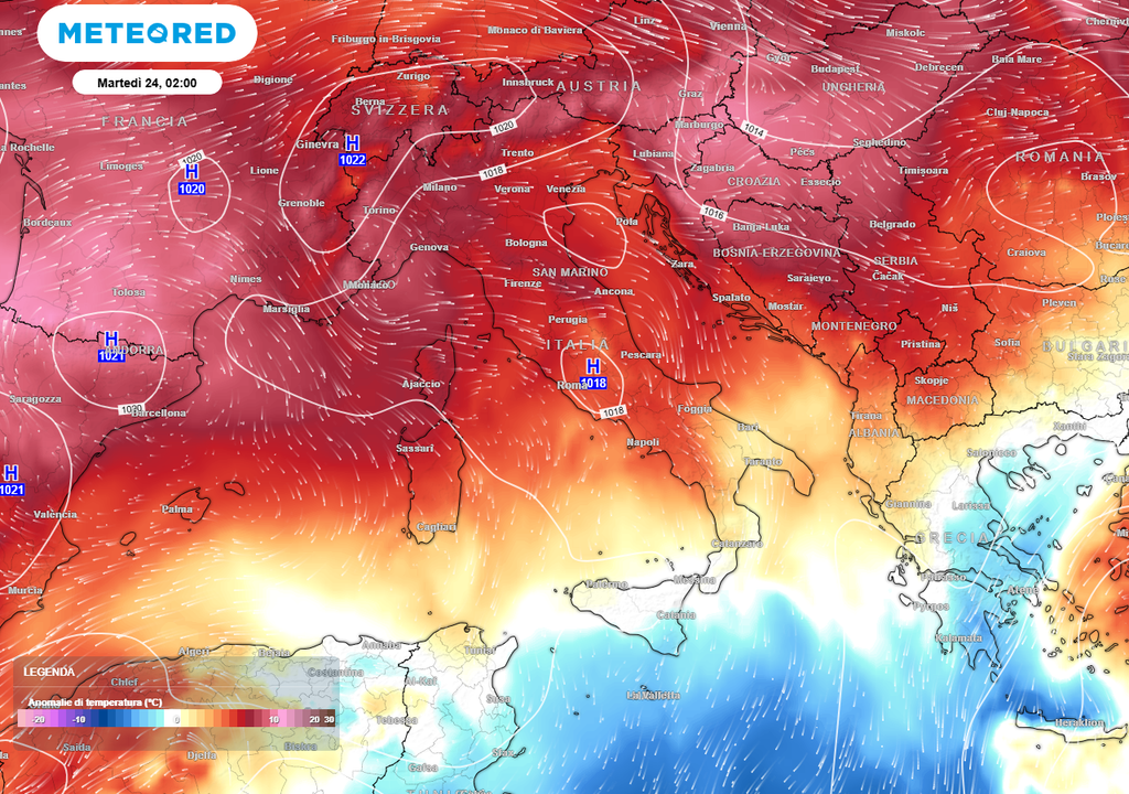 Caldo e afa verso l'Italia. Caldo e afa verso l'Italia.