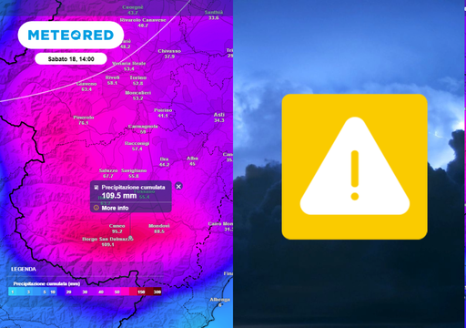 Meteo Piemonte: inizio settimana con piogge abbondanti, fino a 100 mm entro gioved&igrave;