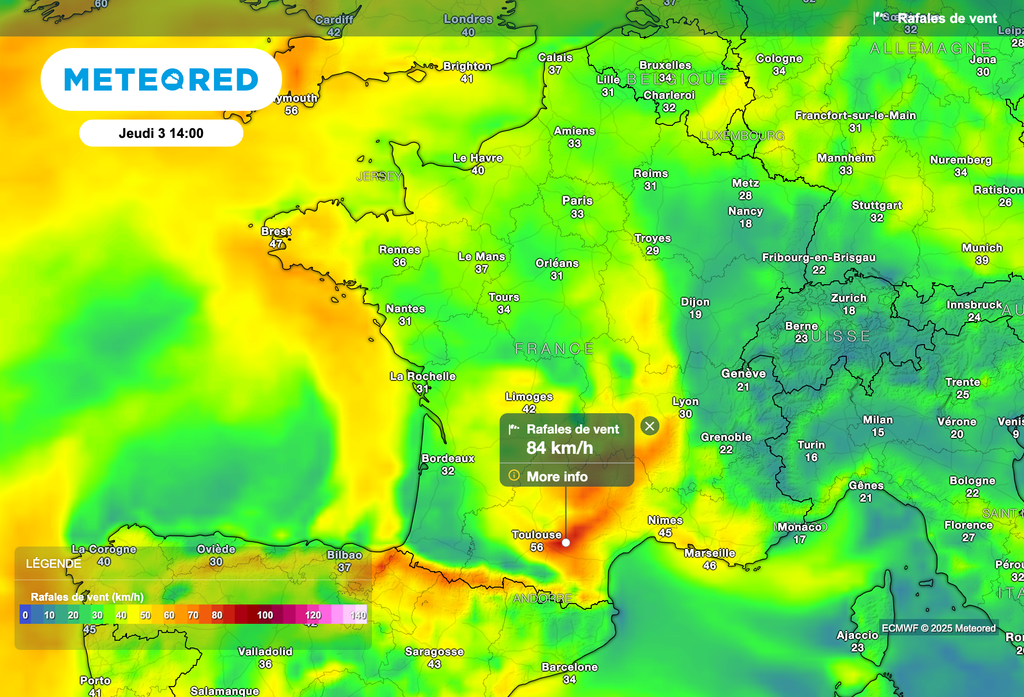 Vent d'autan : rafales à près de 100 km/h aujourd'hui.